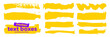 © Anastasiia Hevko - Yellow highlighted brush drawn text box set. Hand drawn bold rectangle strokes with dry grunge texture for text information. Funky highlight stripes.Vector quote boxes or frames.