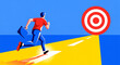 © Pixel Prism - Businessman running on road towards target goal concept illustration