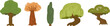 © vvvisual - Garden or wild forest trees in hand drawn cartoon doodle style made from pencil, marker or chalk crayon. Set scribble vector illustration background for children book.