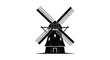 © Bsicon02 - A striking black silhouette depicts a classic windmill with large blades against a plain white background windmill silhouette high quality