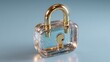 © possawat - Elegant Transparent Lock with Gold Accents on Soft Blue Background