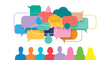 © Habibur - Vibrant multicolored speech bubbles symbolizing team communication and diverse collaboration in a creative setting