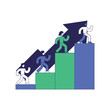 © Design_Store - People climbing a staircase with different colored steps