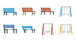 © SERINA AKTHER - Collection of colorful park benches and playground elements in isometric view