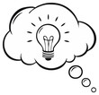 © Алла Навроцкая - Cartoon lightbulb inside thought bubble representing idea and innovation, creative thinking, inspiration