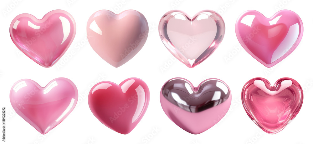 PNG Glossy pink heart balloons collection on transparent background ...