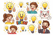 © Bohdan - Bright ideas and excited characters with light bulbs and expressions