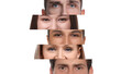 © New Africa - Women and men of different ages. Collage with closeup photos of eyes on white background. Equality and diversity