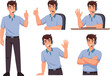 © MDRONI - Male customer support representative character set with headset giving thumbs up