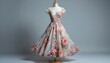 ©  Muhammad Nabeel - Elegant floral ladies dress design, pastel colors, studio lighting, isolated