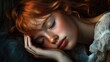 © ilham - A tender portrait of a cute girl sleeping peacefully with her hands tucked under her face. An adorable and classic pose representing childhood innocence, comfort, and sweet dreams.