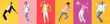 © Pixel-Shot - Set of many dancing men on color background