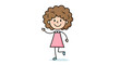 © Aura - A simple character drawing of a female figure with large brown afro style hair wearing a pink dress