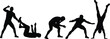 © MD. NUR ISLAM - Martial arts training silhouette illustration set, combat practice and acrobatic moves, fighting techniques poses, strength agility workout, dynamic athlete black vector design