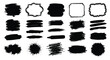 © rabbivay - A collection of diverse black brush strokes and frames presented as a silhouette on transparent background high quality professional detailed modern