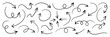 © Creativus Illustria - Collection of hand drawn doddle arrow set. Set of brush stroke of curly arrow collection. Sketch curved arrows design.