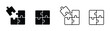 © JannatGraphicDesign - puzzle icon vector design template. pieces of jigsaw puzzle or autism puzzle piece symbol line art vector icon for apps and websites.