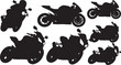 © BINDASBIPLOB - Silhouettes of various motorcycles in different riding positions shown