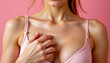 © Hathairat - Woman chest breast sensual pink lingerie skin female hand touch collarbone cleavage bra body beauty smooth soft adult sexy intimate fashion