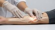 © Iamflow2468 - Arms pain surgery options concept. Medical professional examining a patient's arm with highlighted nerve pathways.