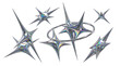 © MDNANNU - Set of abstract star variations in holographic chrome metal style with geometric spike forms