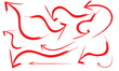 © Shyamali - Hand Drawn Arrow Doodles Collection. Set of red hand drawn arrows in sketch style, showing directions, movement, flow and navigation concepts on white background.