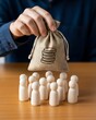 © Samoresh - Remuneration and salaries concept. Organization of the community budget. Generation of funds from cooperation. Political lobbying and  payment for labor and services.
