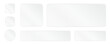 © David Kreuzberg - vector illustration: set of rectangular and round semi-transparent glass UI UX element frames morphism buttons with shiny reflections isolated on white or transparent png