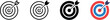 © ALEX BIN - Target icons set goal symbol collection simple target with arrow darts icon hitting the bullseye line flat style