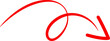 © kalam - Red hand-drawn arrow with a looping tail pointing right on a black background isolated on transparent background