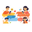 © VectorMachine - Chatting with Friends Using Mobile Devices