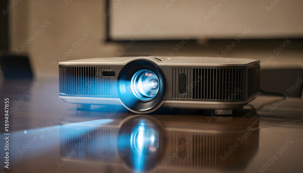 Illuminating Projection: A Modern Projector Casting a Blue Light Beam ...