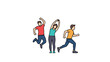 © Maureen - Energetic people in dynamic poses with bright outfits and active movements