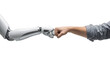 © PNG Lab - Robot and human fist bump isolated. AI cooperation concept.