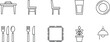 © Simu Store - Simple line art icons representing essential dining room items and home decor