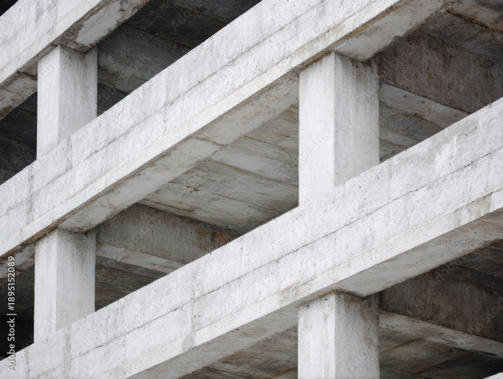 Strong Structure Pattern Concrete construction facade with strong beams and columns creating ...