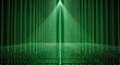 © TANJUMBAHAR - Abstract vertical green laser beams creating a futuristic tunnel effect with glowing light patterns