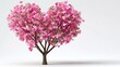 © Nataliia_Trushchenko - A tree with pink flowers and heart shaped leaves. The tree is the center of the image and the pink flowers are scattered around it. The heart shape of the tree