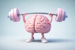 © Alamin - Brain Lifting Weights, Mental Strength, Pink Cartoon Character