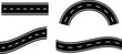 © Vector Stock - vector illustration of a road. City street road seamless elements set. Roads parts pieces builder  straight, curved, crossing, roundabout.