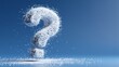 © Роберт Гастон - Question mark formed from white and blue spheres floats over smooth gradient background. Abstract curiosity concept represents inquiry, knowledge search, problem solving, and imaginative thinking