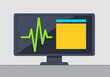 © Vector Factory - Monitor displays vital data with a heartbeat graphic. Modern electronic inspection concept. Clean, professional design.