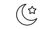 © Mas - Minimalist outline illustration of a serene crescent moon accompanied by a single star, representing night sky and celestial harmony