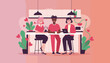 © Blessed - Diverse friends or colleagues socializing over coffee in a modern kitchen Teamwork and support concept