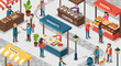 © Joko - Vibrant Outdoor Market Scene with Food Stalls.