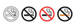 © ayat 02 - No smoke icon set vector, stop smoking symbol, forbidden cigarette, ban tobacco, flat design sign.