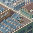 © vickryab - Isometric Solar Panel Maintenance and Repair on Industrial Rooftop, Technician Troubleshooting Damaged Photovoltaic Cells for Green Energy, Sustainable Infrastructure Illustration