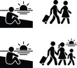 © Raton - Travel and vacation icons: solo relaxation, romantic getaways, and family adventures
