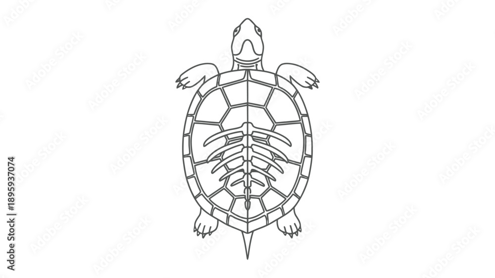 Turtle Anatomy Sketch: An intricate illustration showcasing the ...