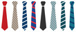 © UT hall - Neck tie icon vector set. professional necktie line symbol. different colour and different style tie icon vector set. businessman suit neck tie icon collection. Illustration.